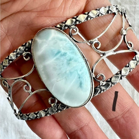 925 Calming Caribbean Larimar GORGEOUS Cuff Bracelet