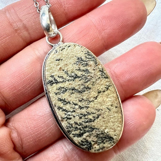 925 Psilomelane Dendrite Pendant Necklace