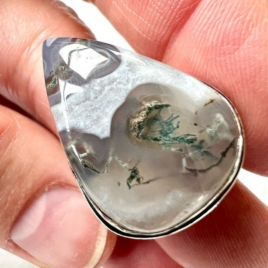 925 Cloudstone Ethereal Moss Agate Ring 6