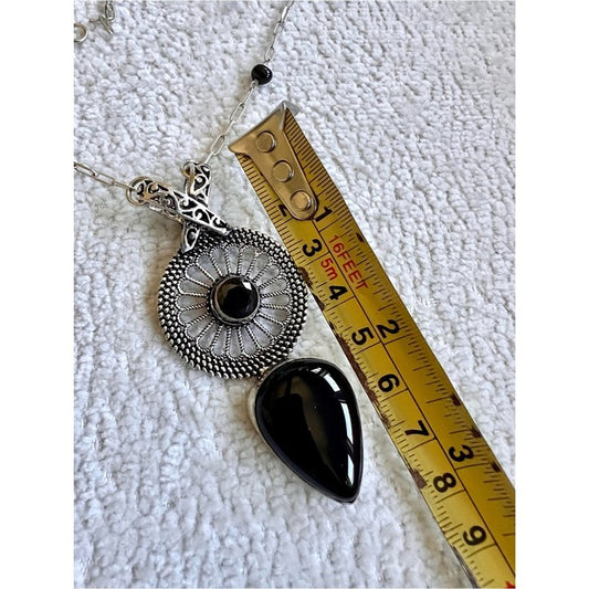 925 Natures Protection ONYX Ornate Pendant Necklace