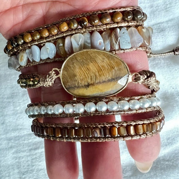 Will Power Tigers Eye Boho Wrap Bracelet
