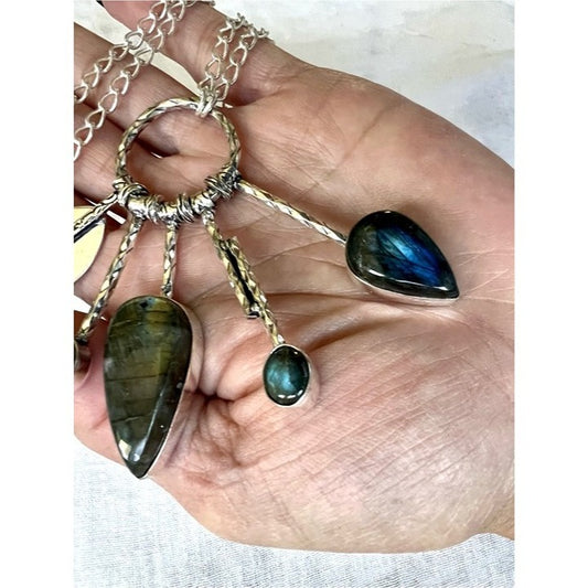 925 Trending Flash Labradorite Charm Festival Necklace