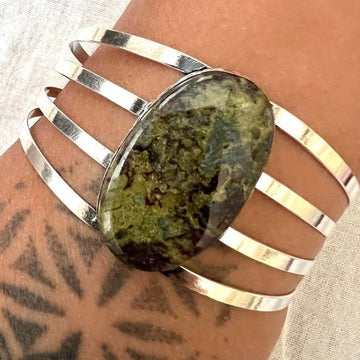 925 Kundalini Dragons Blood Bloodstone Cuff Bracelet