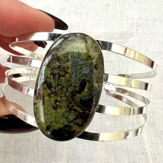 925 Kundalini Dragons Blood Bloodstone Cuff Bracelet