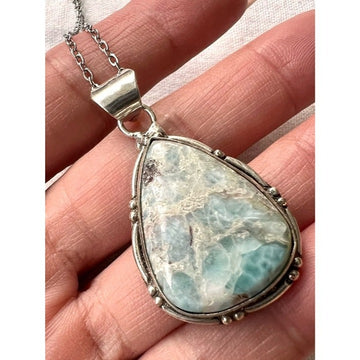 925 Calming Caribbean Larimar Pendant Necklace