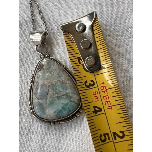 925 Calming Caribbean Larimar Pendant Necklace