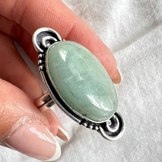 925 Stunning Aquamarine Cabachon Ring 11