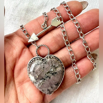 925 Rhodonite Heart Toggle Necklace Pendant