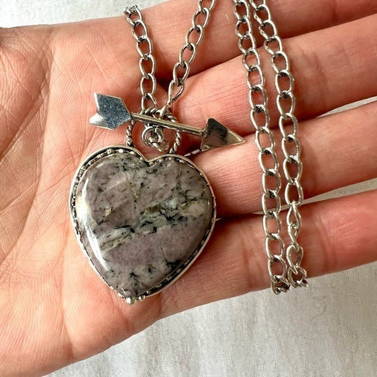 925 Rhodonite Heart Toggle Necklace Pendant