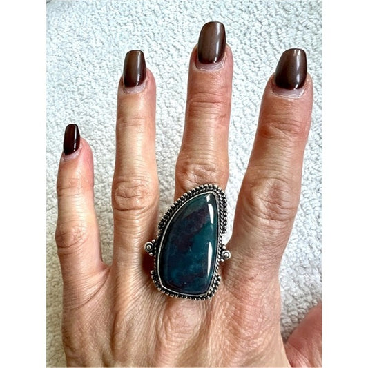 925 Heart Centered Growth Chrysocolla Ring 9