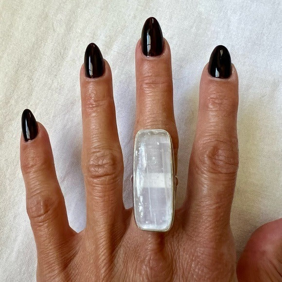 925 SELENITE CRYSTAL Charging Ring 6.5