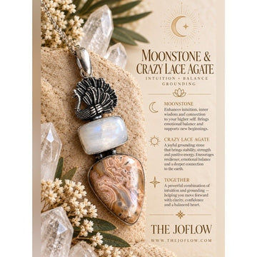 925 Peacock Moonstone + Crazy Lace Agate Pendant Necklace