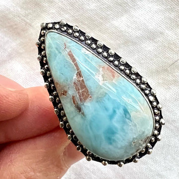 925 *flaw* Chunky Caribbean Larimar Ring 10.5