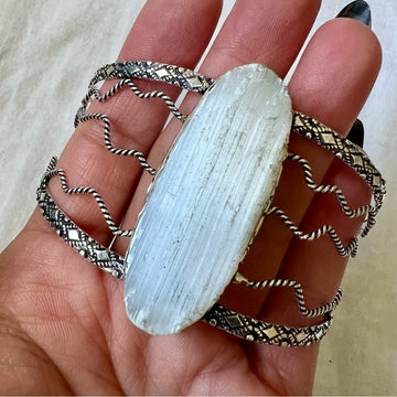 925 SELENITE Crystal Charging Cuff Bracelet