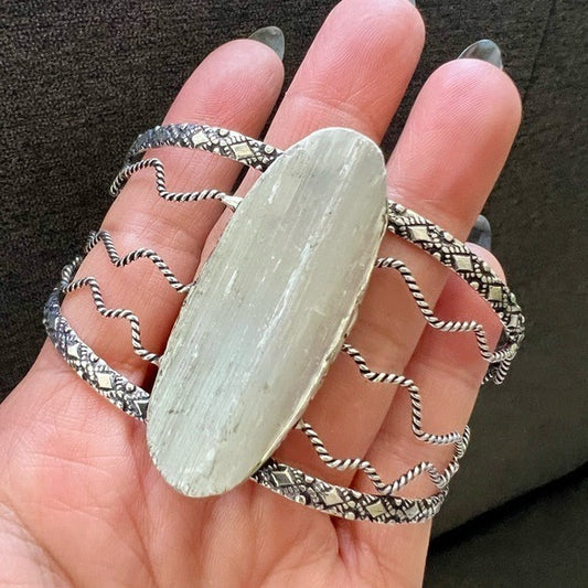 925 SELENITE Crystal Charging Cuff Bracelet