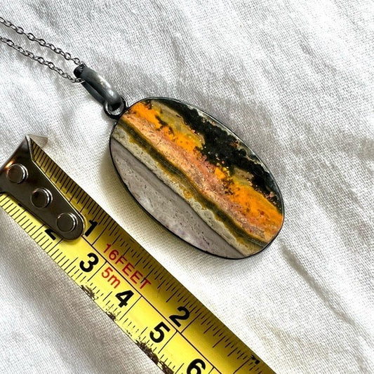 925 Antiqued Bumblee Bee Jasper Necklace Pendant