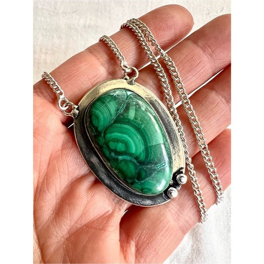 925 Love Activation Malachite Portal Pendant Necklace