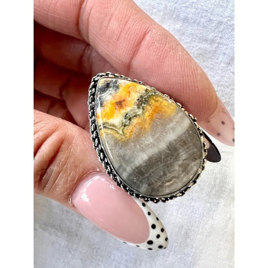925 Playful Bumble Bee Jasper Ring 8