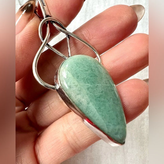 925 ELEGANT Peace Knot Amazonite Necklace Pendant