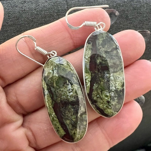 925 Kundalini Dragons Blood Bloodstone Earrings