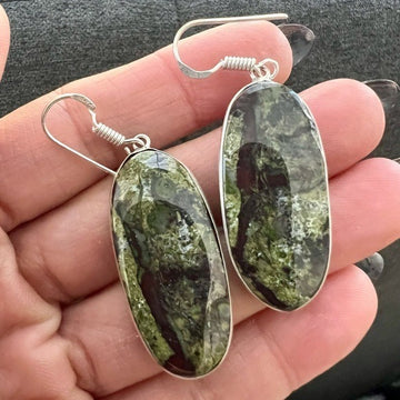 925 Kundalini Dragons Blood Bloodstone Earrings
