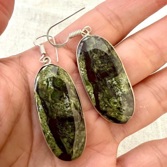 925 Kundalini Dragons Blood Bloodstone Earrings