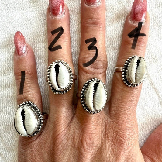 925 Goddess Yemaya Cowrie Shell Ring 7.5