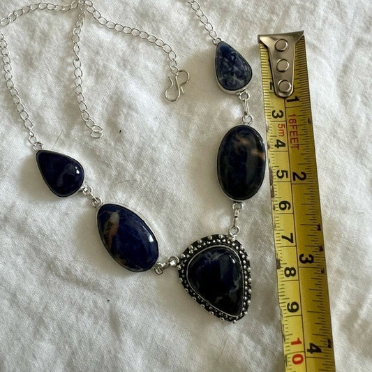 925 Spiritual SODALITE 5 Stone Necklace