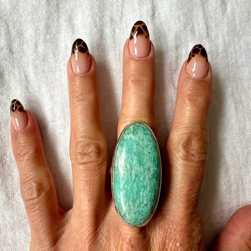 925 HUGE Peacekeeper Amazonite Ring 7.25