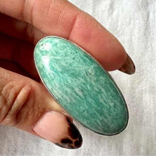 925 HUGE Peacekeeper Amazonite Ring 7.25