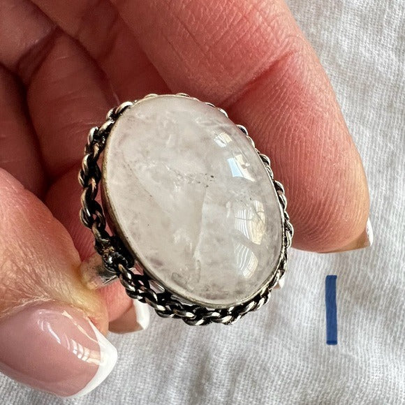 925 POWER STONE Clear Quartz Ring Sz 11