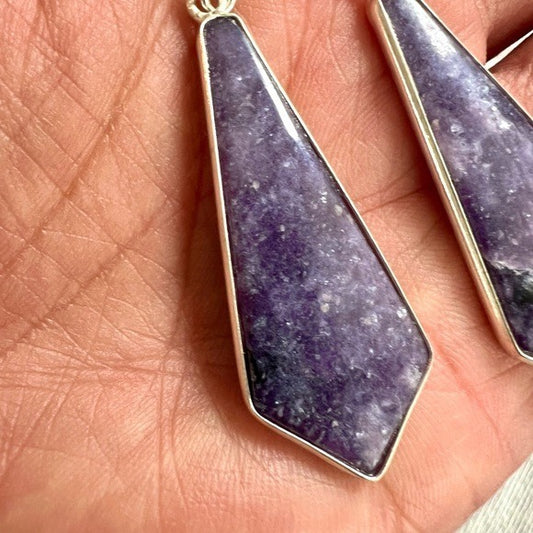 925 Galaxy Lepidolite Kite Earrings