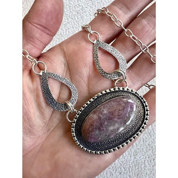925 Mauve Mist Pink Tourmaline Statement Necklace
