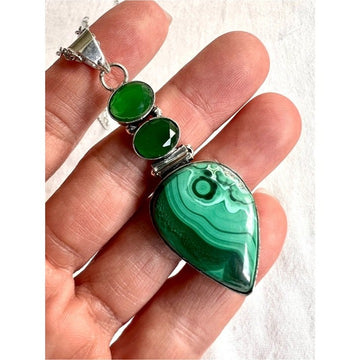 925 Heart Activation Lace Malachite Portal Pendant Necklace