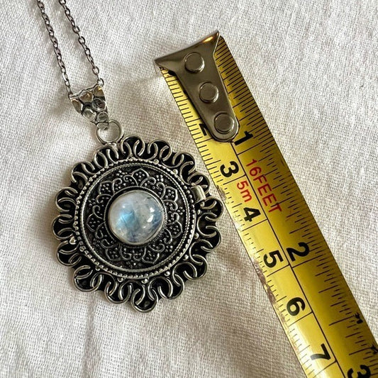 925 SUN GODDESS Rainbow Flash Moonstone POISON Locket Necklace Pendant