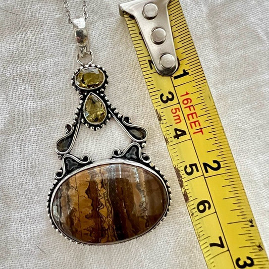 925  Solar Power Chakra Tigers Eye Pendant Necklace