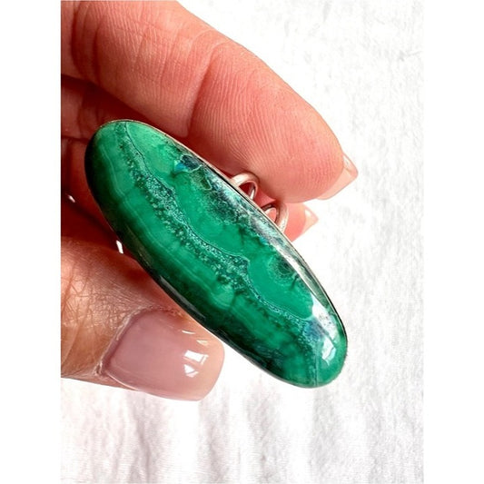 925 Love Activation LONG Malachite Ring 7.25