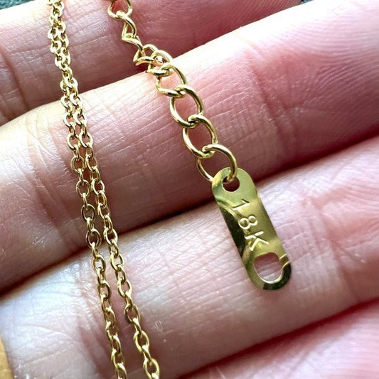 18k Gold Overlay “The Moon” XVIII Tarot Card Necklace Pendant