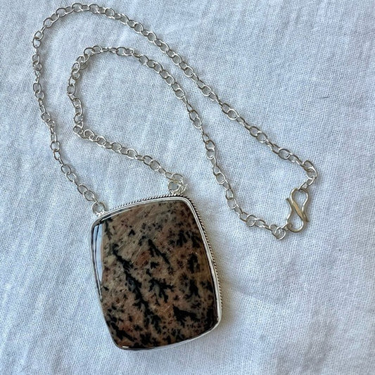 925 HUGE! Clarity Dendritic Jasper Pendant Necklace