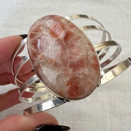 925 Metaphysical Huge SUNSTONE! Cuff Bracelet