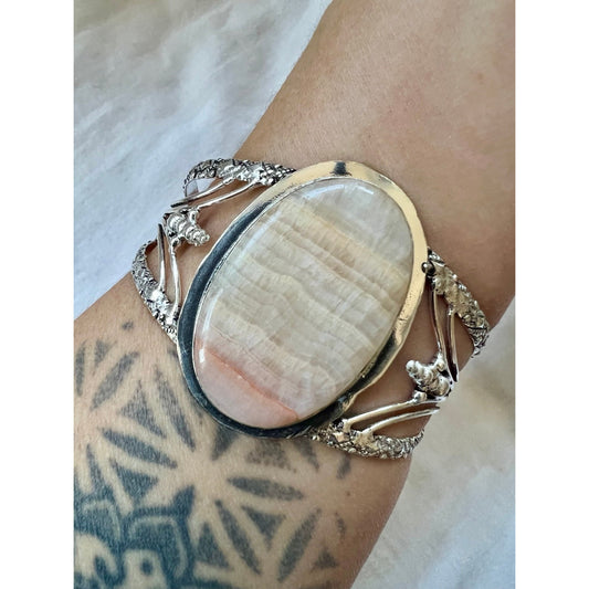 925 Nurturing Peach Calcite Cuff Bracelet