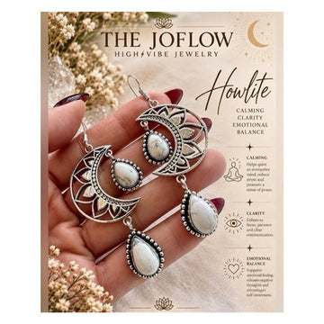 925 Calming Clarity Howlite Moon Earrings