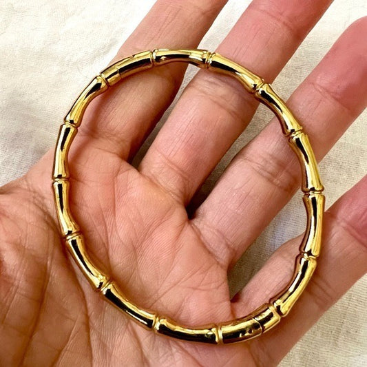 Vintage Bamboo Style Stainless Steel Gold Overlay Bracelets