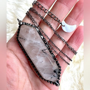 HUGE! DT Power Tourmalated Quartz Pendant Necklace