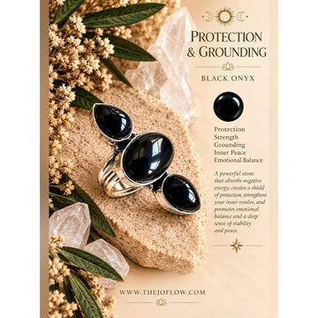 925 Natures Shield Triple ONYX Long Ring 5