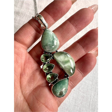925 Angel Stone Hememorphite Multi Gem Pendant Necklace