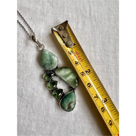 925 Angel Stone Hememorphite Multi Gem Pendant Necklace