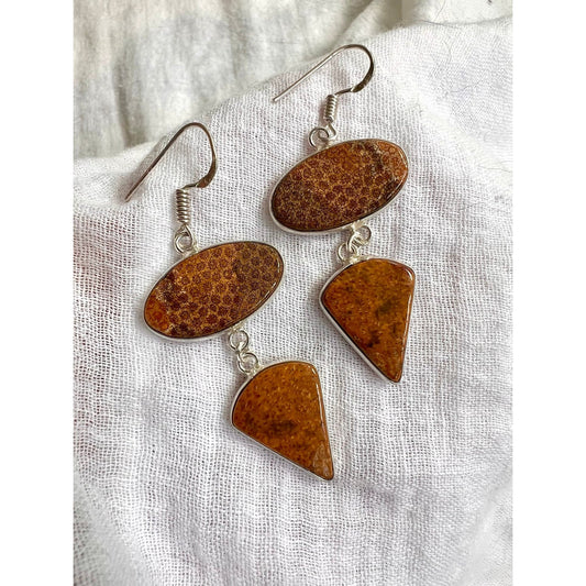 925 RARE Earth Magic Stingray Coral Earrings