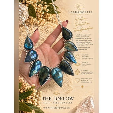 925 GODDESS Flash Labradorite Bib Collar Necklace