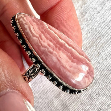 925 Unconditional LOVE Rhodocrosite Ornate Ring 9